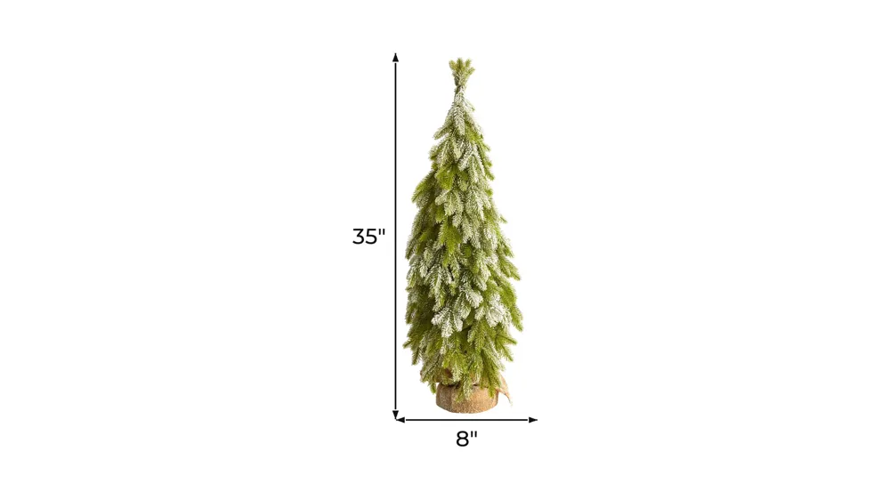 35" Flocked Down Swept Artificial Christmas Tree in Burlap Base Dimensions