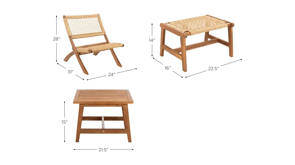 Gresley 5-pc. Patio Set Dimensions