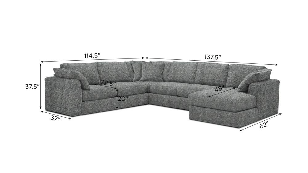 Nappily 4-pc. Sectional Dimensions