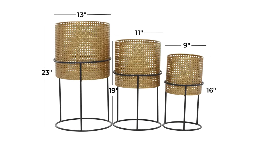 Ivy Collection Trailblazer Planter Set of 3 Dimensions