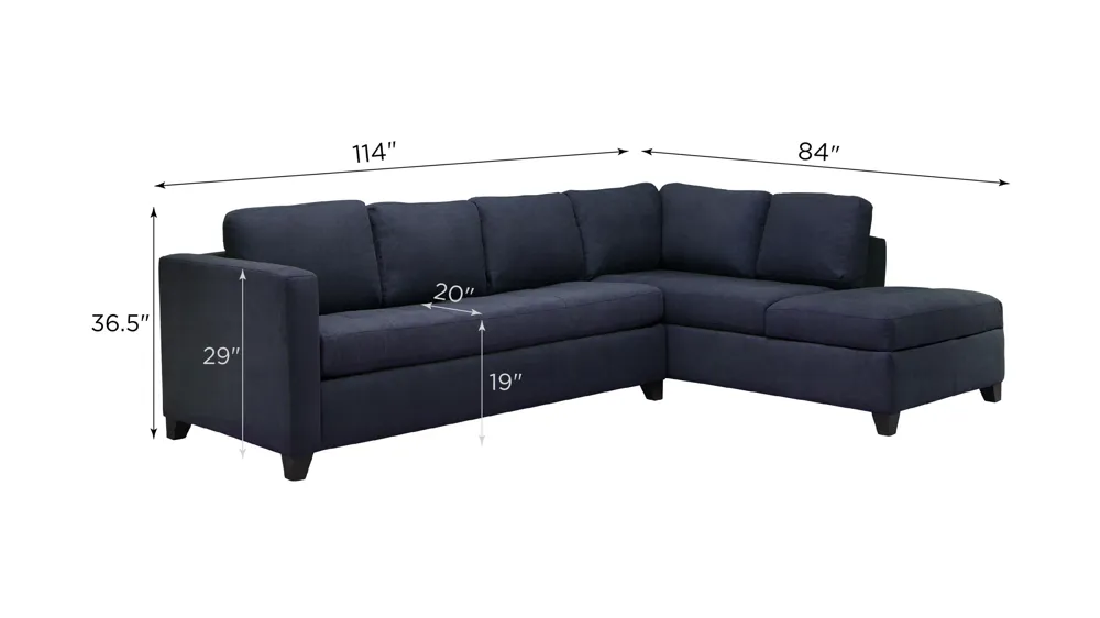 Dexter 2-pc. Sofa Chaise w/Queen Sleeper Dimensions