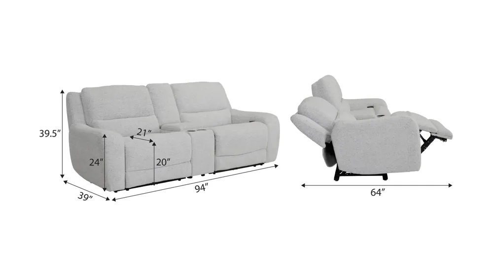 Miller 3-pc. Power Console Loveseat Dimensions