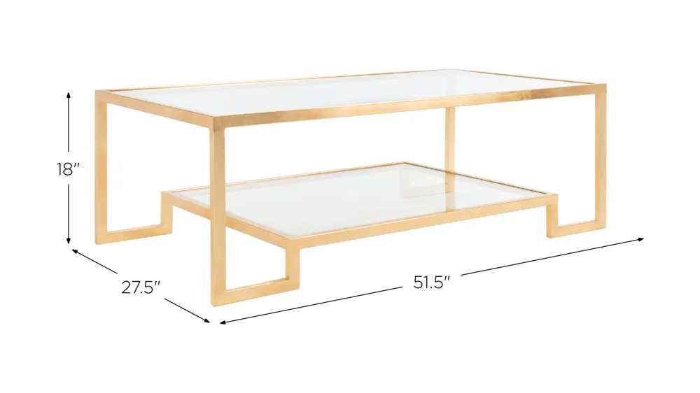 Liann Rectangle Gold Leaf Coffee Table Dimensions