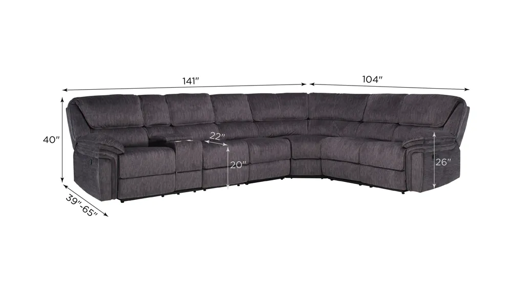 Portman 4-pc. Reclining Sectional Dimensions