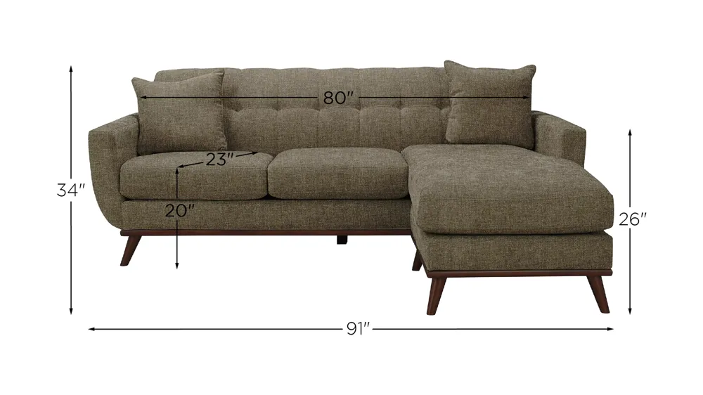 Milo Reversible Sofa Chaise Dimensions