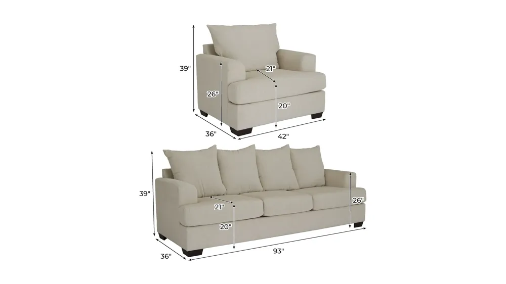 Waldron Living Room Set Dimensions