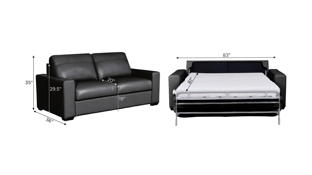 Harley 2-pc. Leather Queen Sleeper Dimensions