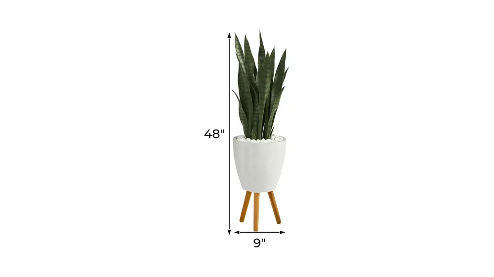 Sansevieria Artificial Plant in White Planter with Stand Dimensions
