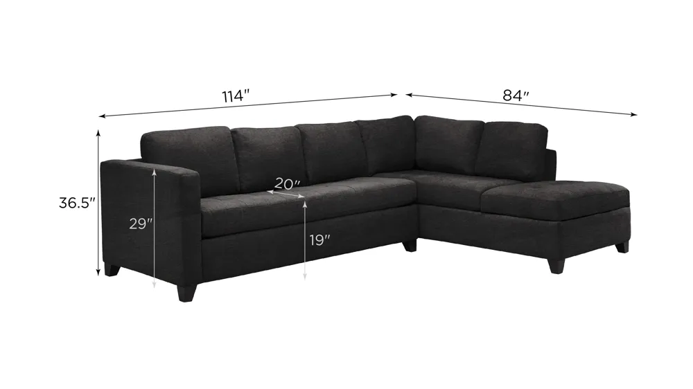 Dexter 2-pc. Sofa Chaise w/Queen Sleeper Dimensions