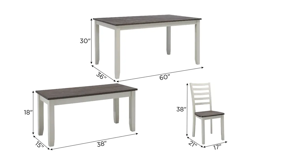 Ellery 6-p.c Dining Set Dimensions