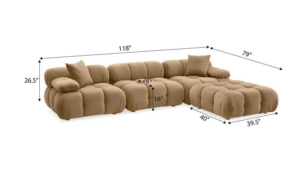 Calliope 4-pc. Modular Sectional Dimensions