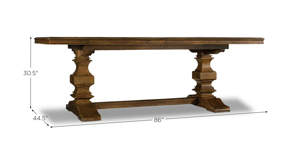 Archivist Rectangular Trestle Table with Two Leaves Dimensions