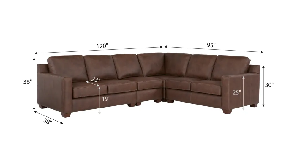 Quinton 4-pc. Leather Sectional Dimensions
