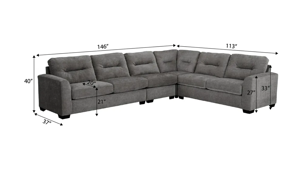 Oliver 4-pc. Sectional Dimensions