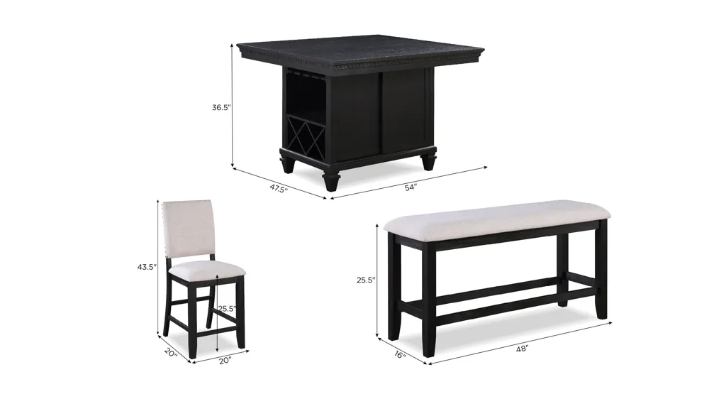 Regent 6-pc. Counter Height Dining Dimensions