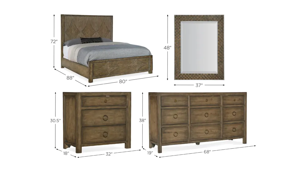 Sundance 4-pc. Panel Bedroom Set Dimensions