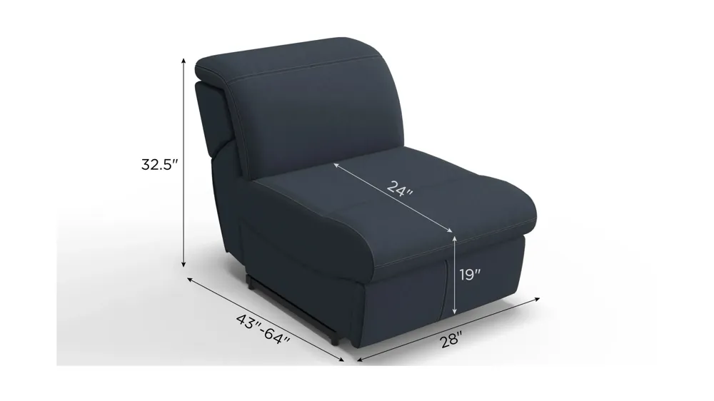 Enbright Microfiber Power Armless Recliner w/ Ratchet Headrest Dimensions