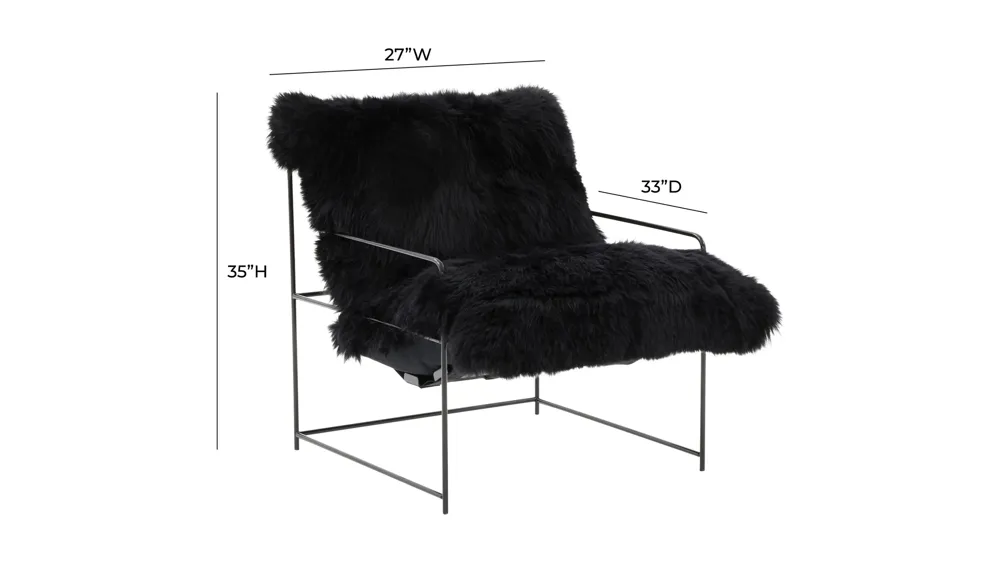 Kimi Genuine Sheepskin chair Dimensions
