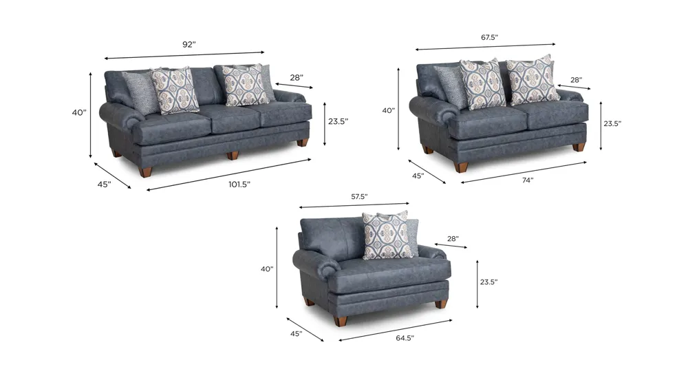 Boswell Living Room Set Dimensions