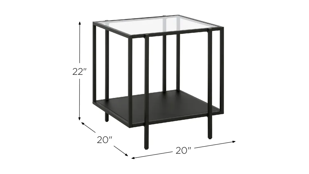Fable End Table with Metal Shelf Dimensions