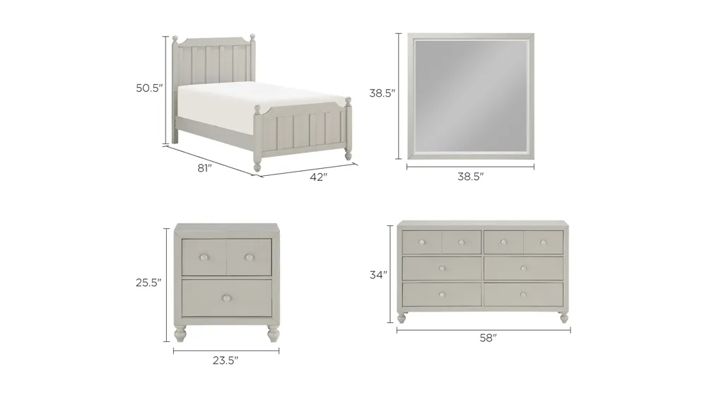 Ruote 4-pc. Bedroom Set Dimensions