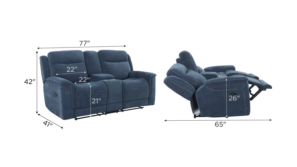 Bristol Reclining Console Loveseat Dimensions