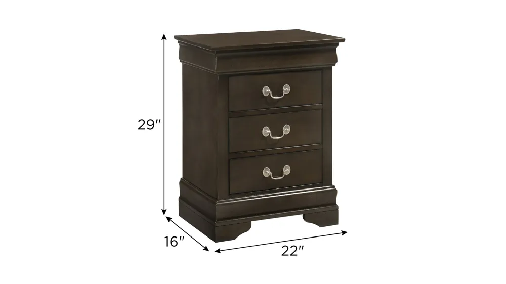 Rossie 3-Drawer Nightstand Dimensions