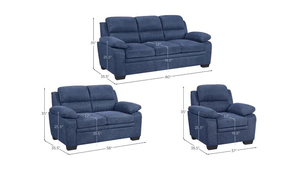 Felicia Living Room Set Dimensions
