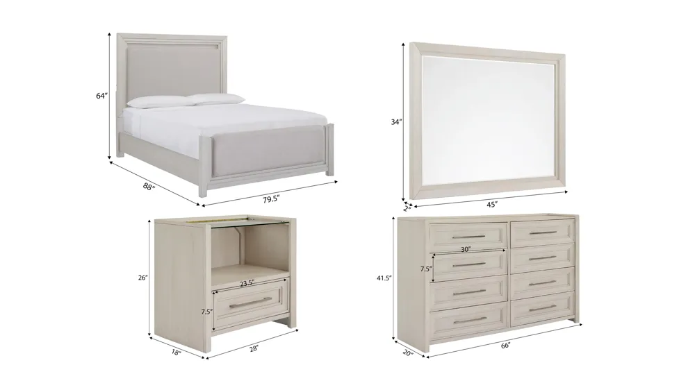 Florence 4-pc. Panel Bedroom Set w/ Glass-Top Nightstand Dimensions