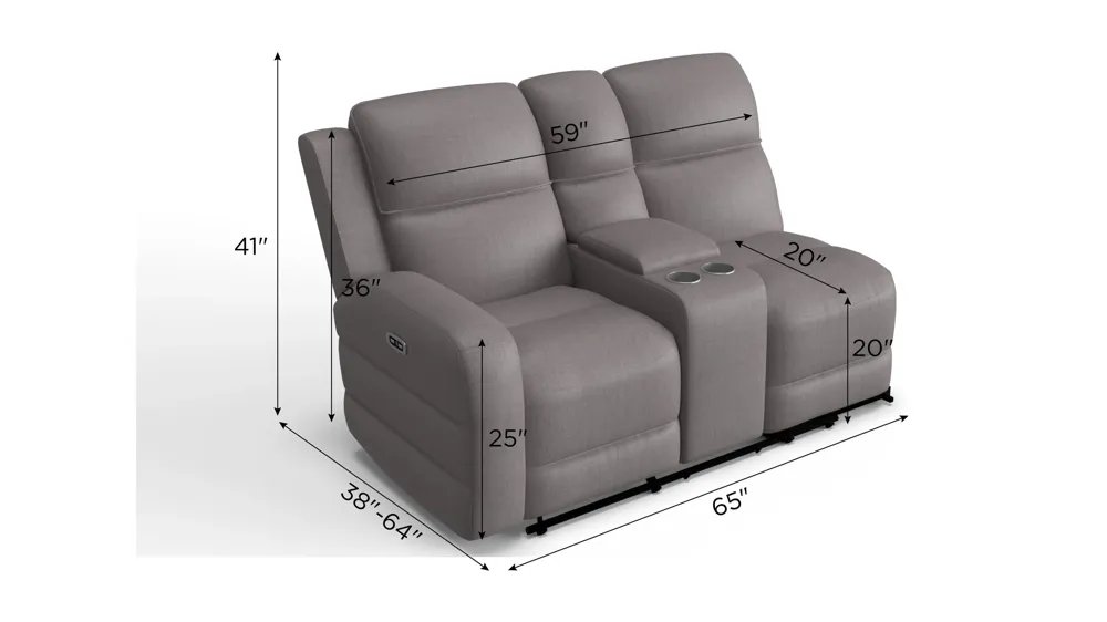 Everitt Chenille Left Arm Facing Power Console Loveseat | Raymour