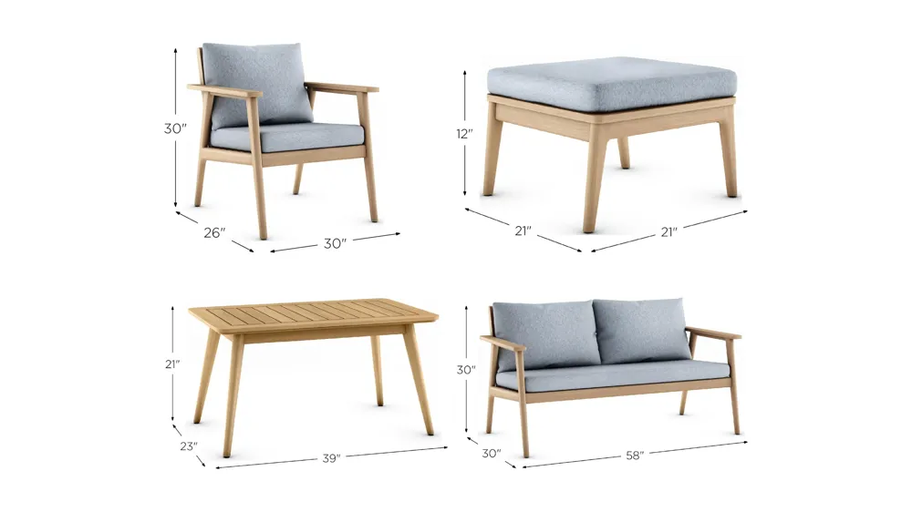 Rhodes 6-pc. Seating Set Dimensions