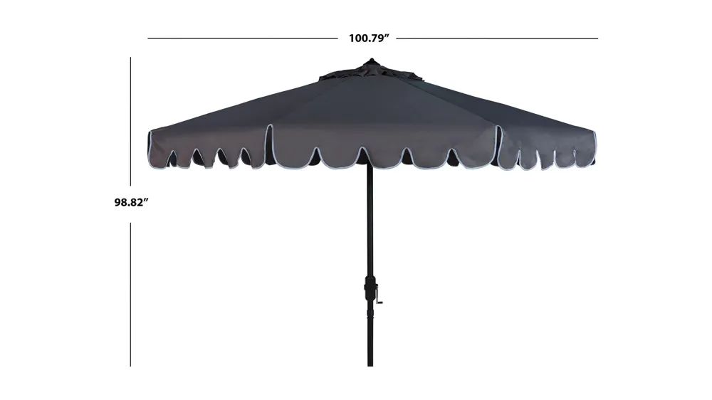 Doreen Single Scallop 9 ft Crank Outdoor Push Button Tilt Umbrella Dimensions