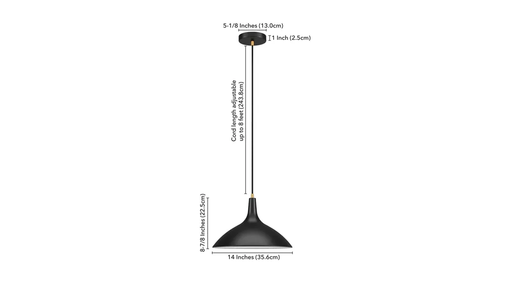 Emily Metal Pendant Dimensions