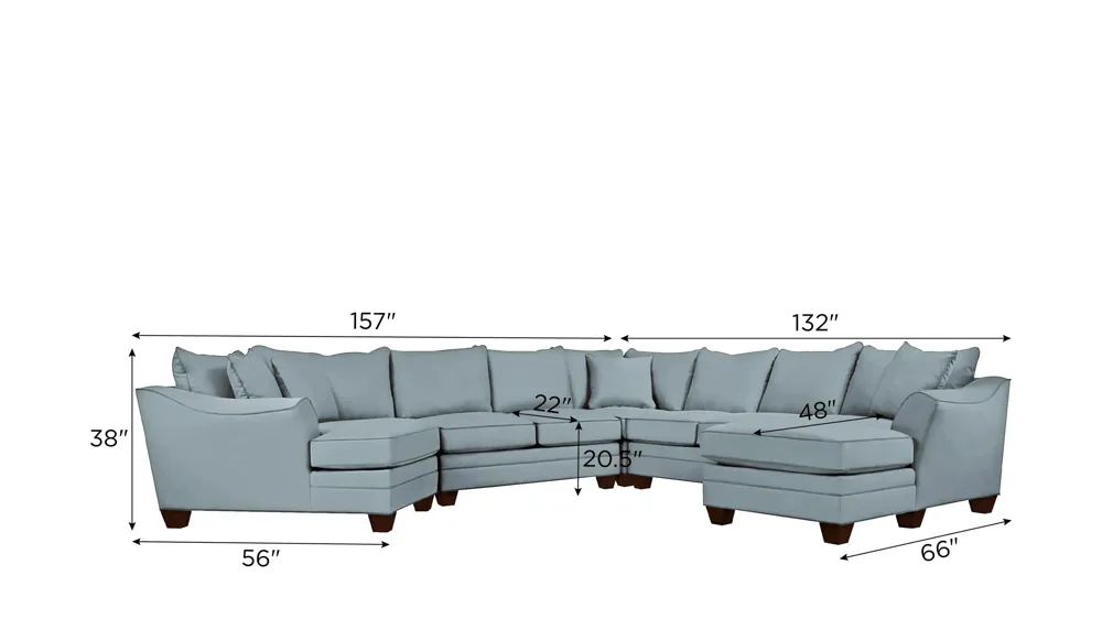 Foresthill 5-pc. Right Hand Facing Sectional Sofa Dimensions