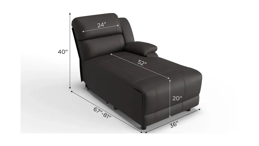 Kerridon  Right Arm Facing Pushback Chaise Dimensions