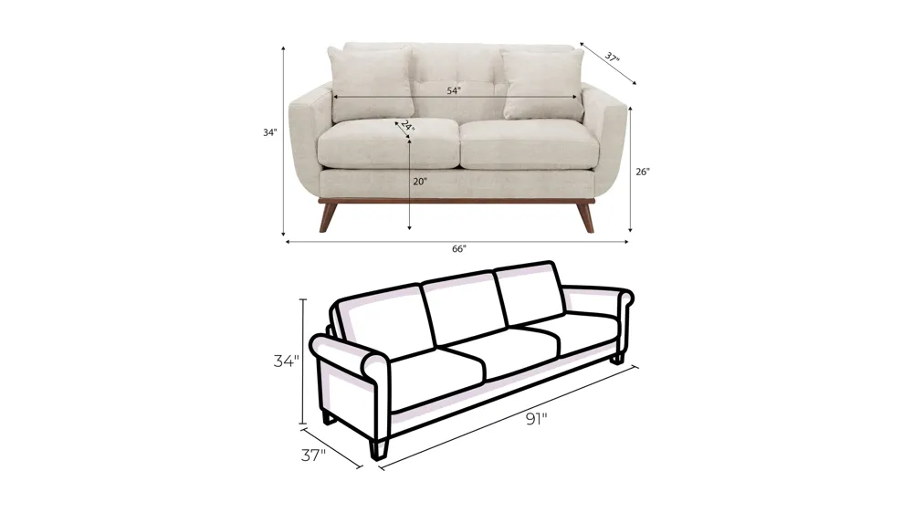 Milo Living Room Set Dimensions