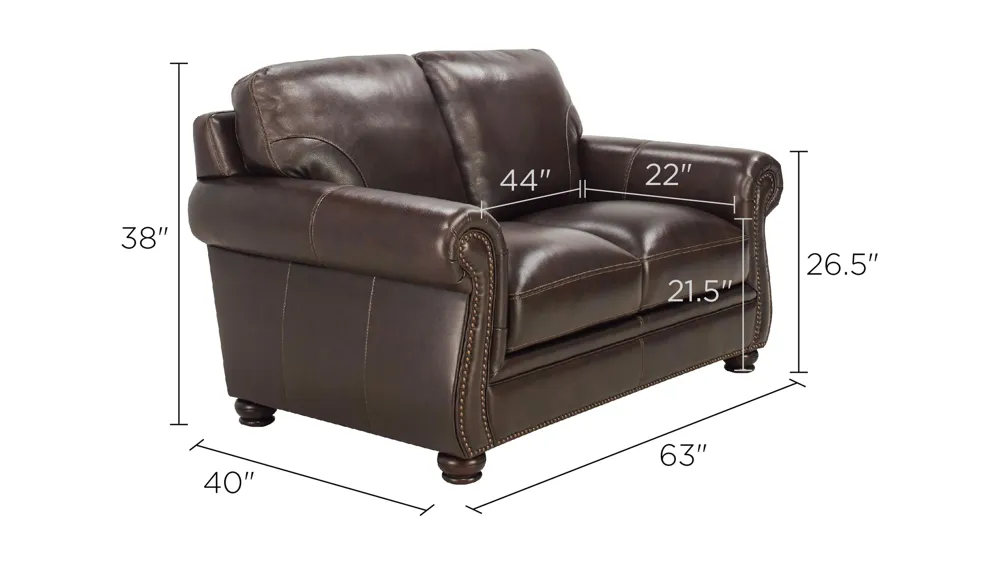 Alistair Leather Loveseat Dimensions
