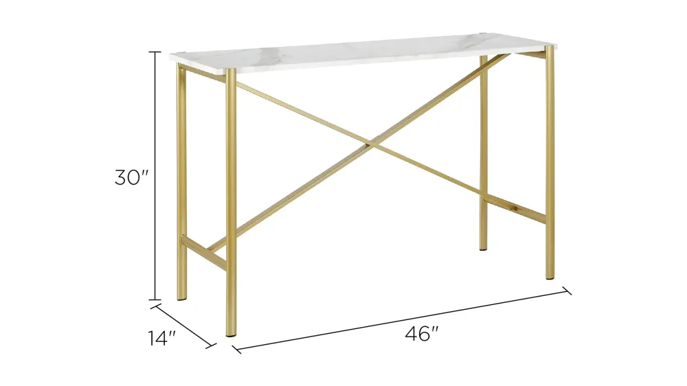 Nagle Rectangular Sofa Table with Faux Marble Top Dimensions
