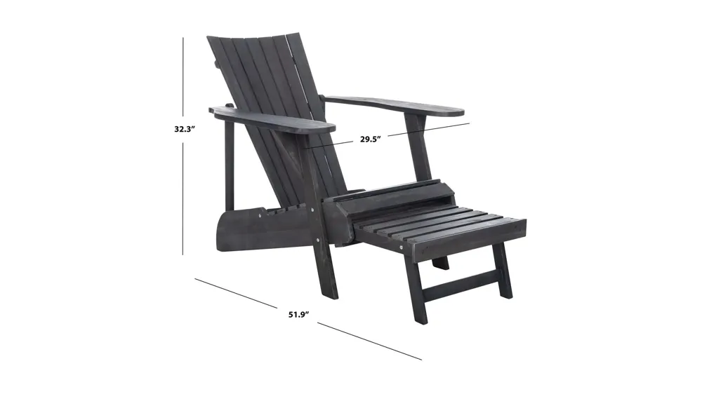 Allaire Outdoor Adirondack Chair with Retractable Footrest Dimensions
