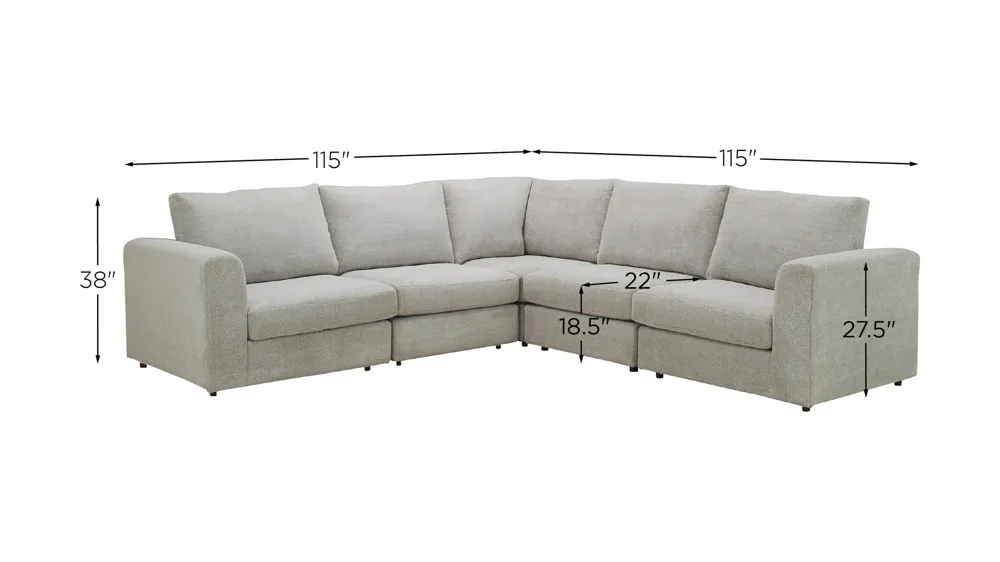 Cassio 5-pc. Sectional Dimensions