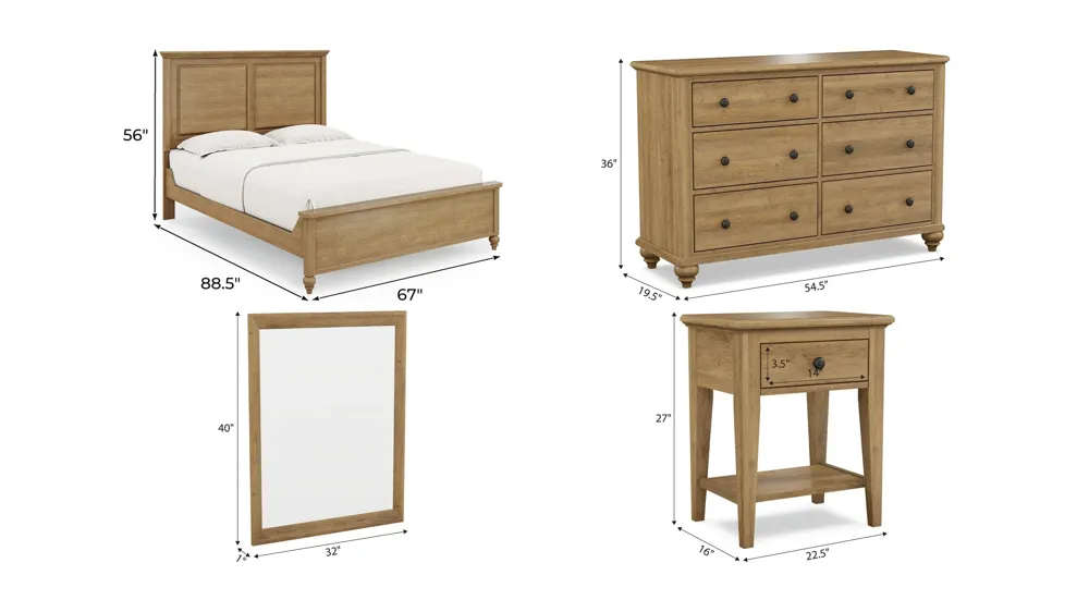 Millcroft 4-pc. Bedroom Set Dimensions