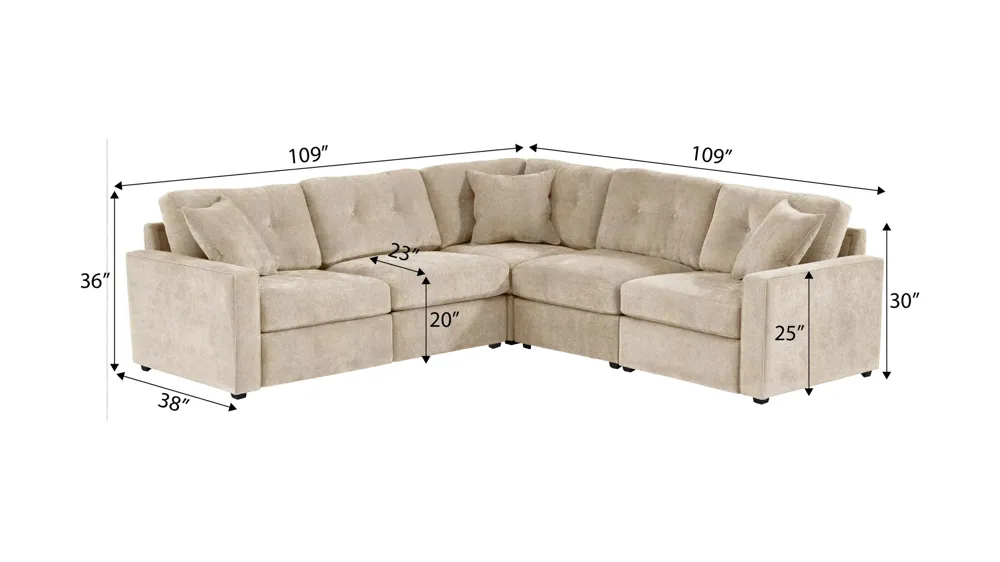 ModularOne 5-pc. Sectional Dimensions