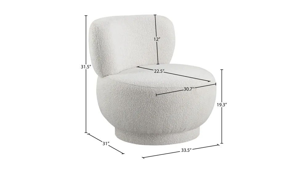 Calais Boucle Fabric Accent Chair Dimensions