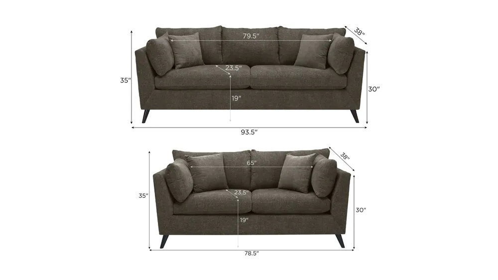 Caruso Living Room Set Dimensions