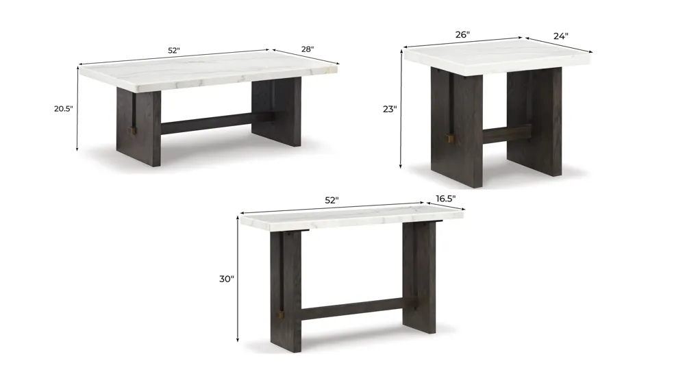 Burkhaus 3-pc. Marble Top Occasional Table Set Dimensions
