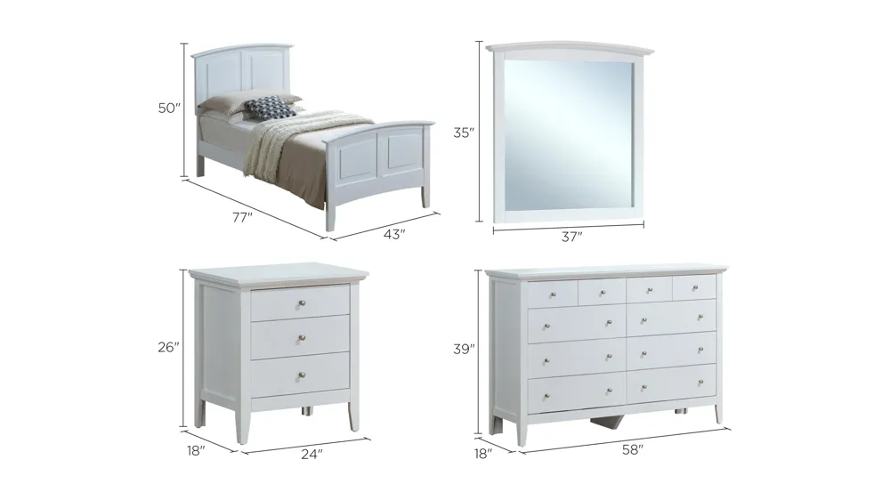 Hammond 4-pc. Panel Bedroom Set Dimensions