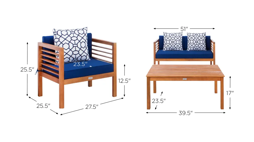 Samana 4-pc. Patio Set Dimensions