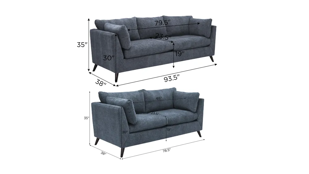 Caruso Living Room Set Dimensions
