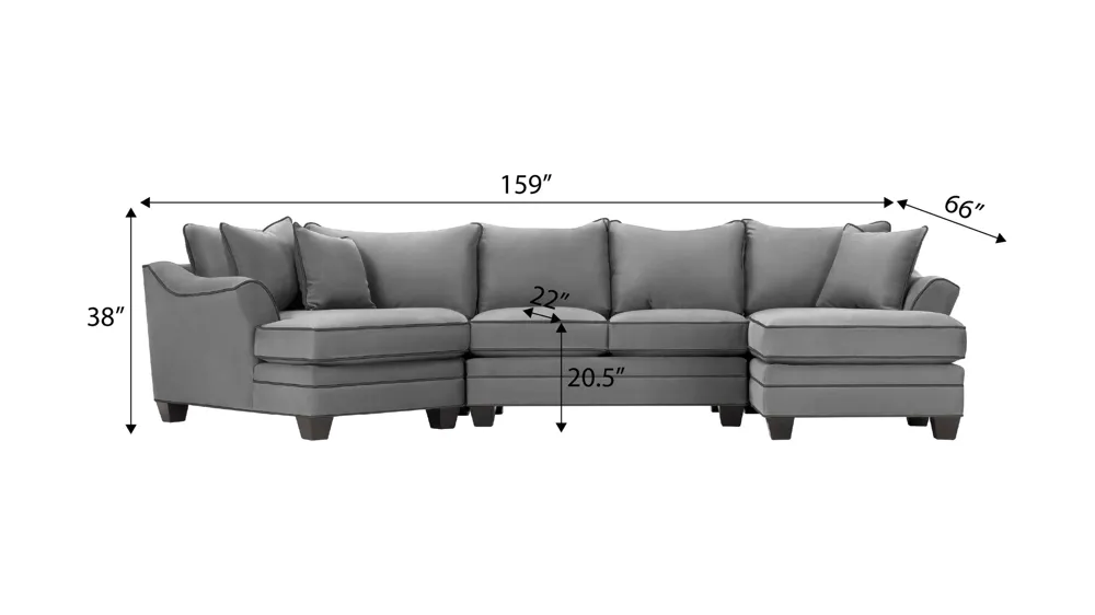 Foresthill 3-pc. Right Hand Facing Sectional Sofa Dimensions