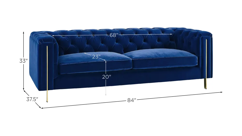 Charlene Button Tufted Sofa Dimensions